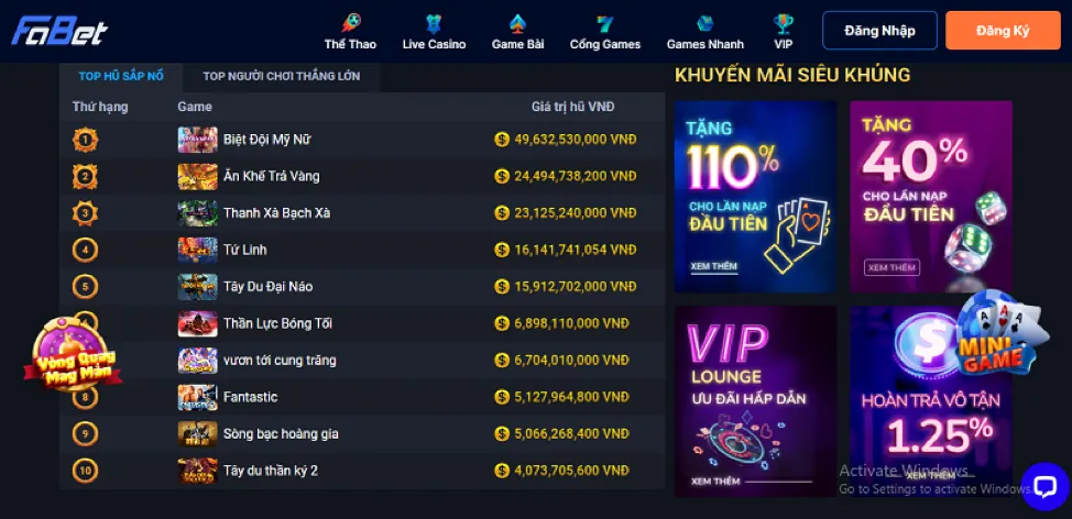 Các loại game nổ hũ đa dạng tại 999win nhà cái